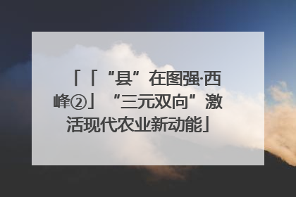 「“县”在图强·西峰②」“三元双向”激活现代农业新动能