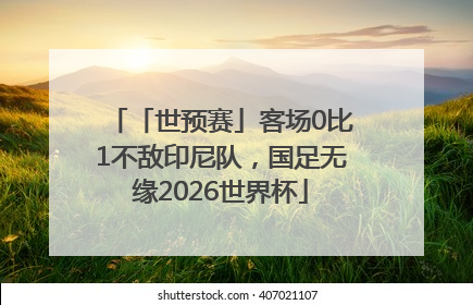 「世预赛」客场0比1不敌印尼队，国足无缘2026世界杯