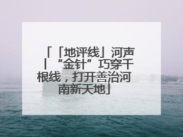 「地评线」河声丨“金针”巧穿千根线，打开善治河南新天地