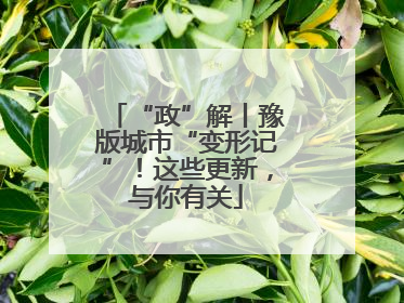 “政”解丨豫版城市“变形记”！这些更新，与你有关