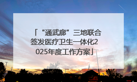 “通武廊”三地联合签发医疗卫生一体化2025年度工作方案