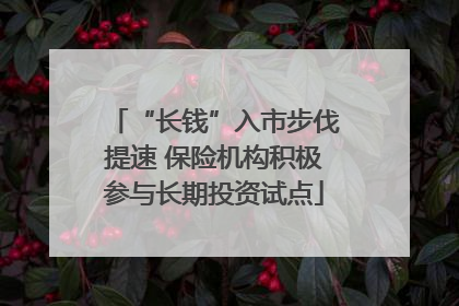 “长钱”入市步伐提速 保险机构积极参与长期投资试点