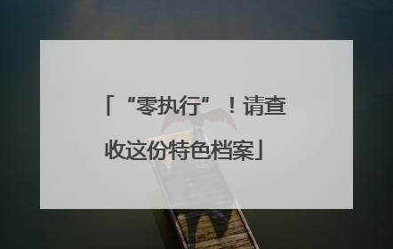 “零执行”！请查收这份特色档案
