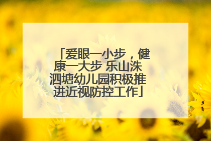 爱眼一小步，健康一大步 乐山洙泗塘幼儿园积极推进近视防控工作