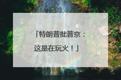 特朗普批普京：这是在玩火！