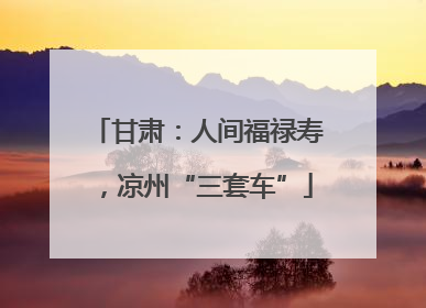甘肃：人间福禄寿，凉州“三套车”