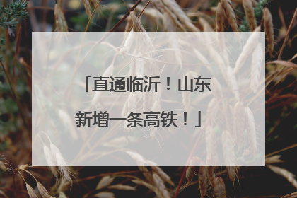 直通临沂！山东新增一条高铁！