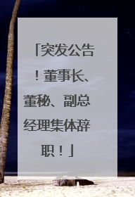 突发公告！董事长、董秘、副总经理集体辞职！