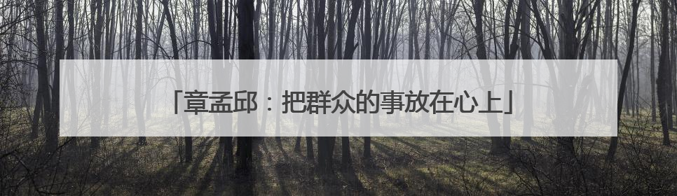 章孟邱：把群众的事放在心上