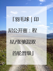 羽毛球｜印尼公开赛：程星/张驰混双首轮晋级