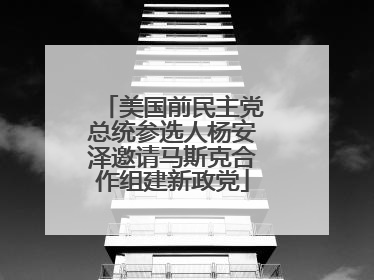 美国前民主党总统参选人杨安泽邀请马斯克合作组建新政党
