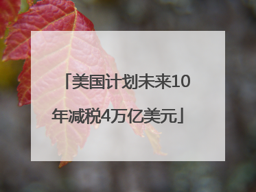 美国计划未来10年减税4万亿美元