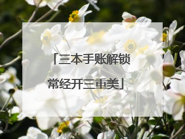 三本手账解锁常经开三重美