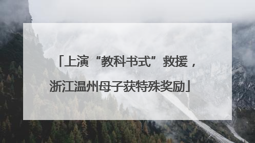 上演“教科书式”救援，浙江温州母子获特殊奖励