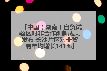 中国（湖南）自贸试验区对非合作创新成果发布 长沙片区对非贸易年均增长141%