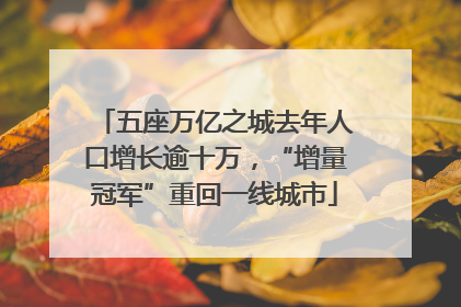 五座万亿之城去年人口增长逾十万，“增量冠军”重回一线城市