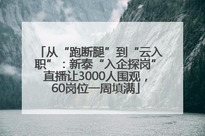 从“跑断腿”到“云入职”：新泰“入企探岗”直播让3000人围观，60岗位一周填满