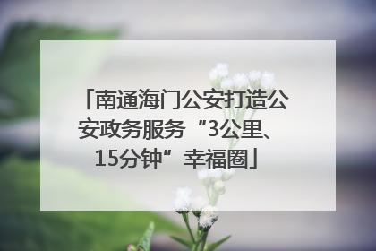 南通海门公安打造公安政务服务“3公里、15分钟”幸福圈