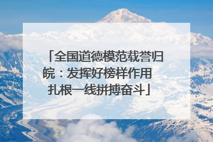 全国道德模范载誉归皖：发挥好榜样作用 扎根一线拼搏奋斗
