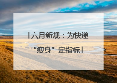 六月新规：为快递“瘦身”定指标