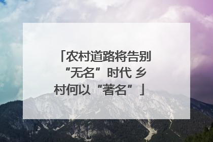 农村道路将告别“无名”时代 乡村何以“著名”