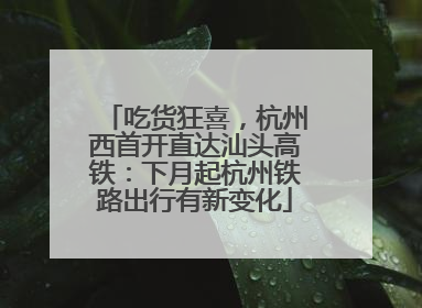 吃货狂喜，杭州西首开直达汕头高铁：下月起杭州铁路出行有新变化
