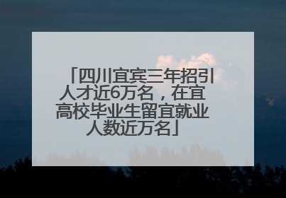 四川宜宾三年招引人才近6万名，在宜高校毕业生留宜就业人数近万名