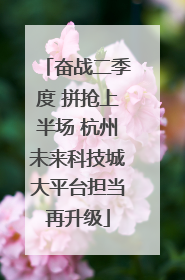 奋战二季度 拼抢上半场 杭州未来科技城大平台担当再升级