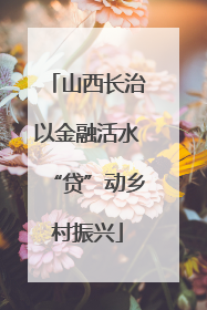 山西长治以金融活水“贷”动乡村振兴
