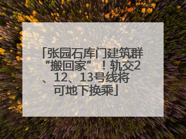 张园石库门建筑群“搬回家”！轨交2、12、13号线将可地下换乘