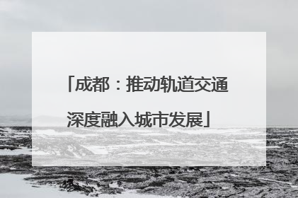 成都：推动轨道交通深度融入城市发展