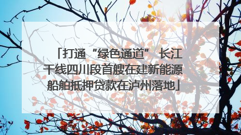 打通“绿色通道” 长江干线四川段首艘在建新能源船舶抵押贷款在泸州落地