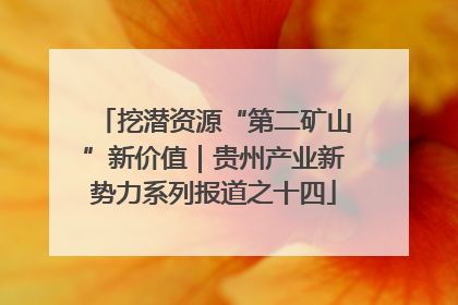 挖潜资源“第二矿山”新价值｜贵州产业新势力系列报道之十四
