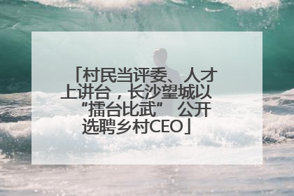 村民当评委、人才上讲台，长沙望城以“擂台比武” 公开选聘乡村CEO