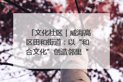文化社区｜威海高区田和街道：以“和合文化”创造邻里“和合之美”