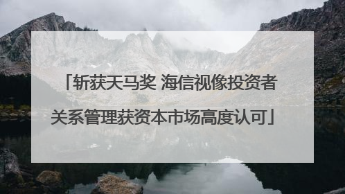 斩获天马奖 海信视像投资者关系管理获资本市场高度认可