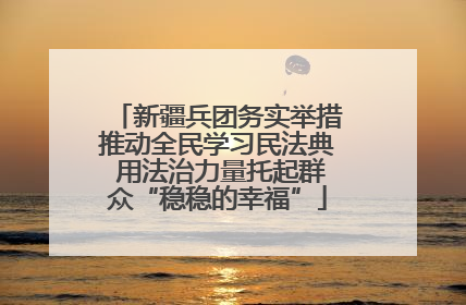 新疆兵团务实举措推动全民学习民法典 用法治力量托起群众“稳稳的幸福”