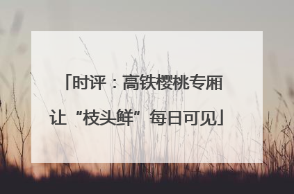 时评：高铁樱桃专厢 让“枝头鲜”每日可见