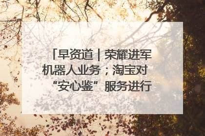 早资道｜荣耀进军机器人业务；淘宝对“安心鉴”服务进行逐步下线调整
