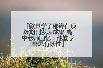 歙县学子邵锋在顶级期刊发表成果 高中老师回忆：他勤学善思有韧性