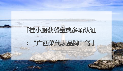 桂小厨获餐宝典多项认证：“广西菜代表品牌”等