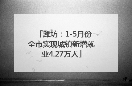 潍坊：1-5月份全市实现城镇新增就业4.27万人