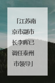 江苏南京市副市长李晖已调任泰州市领导