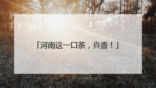 河南这一口茶，真香！