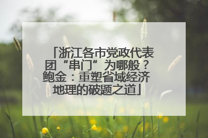 浙江各市党政代表团“串门”为哪般？鲍金：重塑省域经济地理的破题之道
