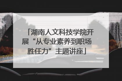 湖南人文科技学院开展“从专业素养到职场胜任力”主题讲座