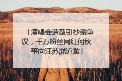 演唱会造型引抄袭争议，千万粉丝网红何秋亊向汪苏泷道歉
