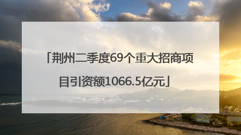 荆州二季度69个重大招商项目引资额1066.5亿元