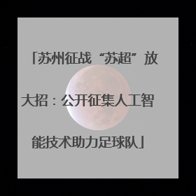 苏州征战“苏超”放大招：公开征集人工智能技术助力足球队
