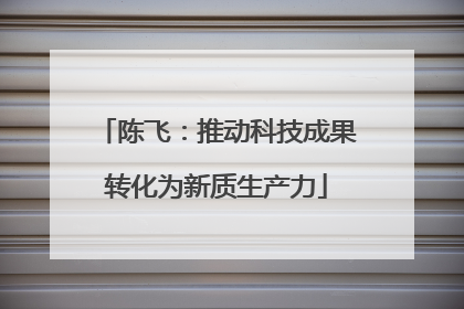 陈飞：推动科技成果转化为新质生产力